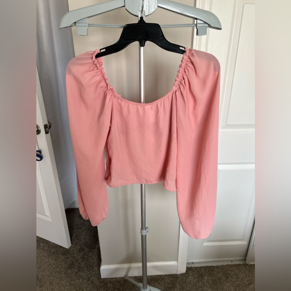 Abound Pink Woven Bustier Long Sleeve Top Size XS (0-2) NWOT - Picture 8 of 12